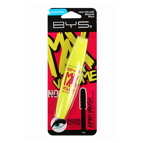 BYS Max Volume Mascara Waterproof Blackest Black 10g