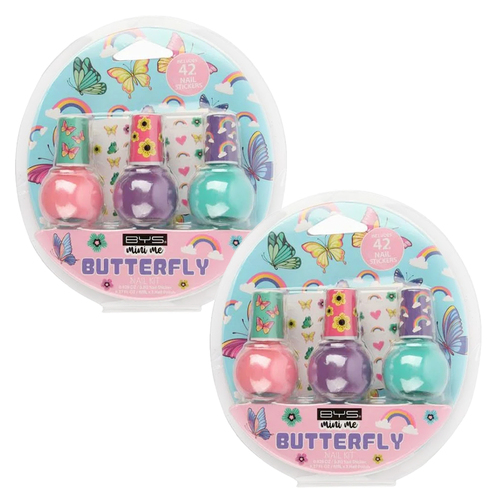 6pc BYS Mini Me Kids Nail Polish & Sticker Kit Butterfly