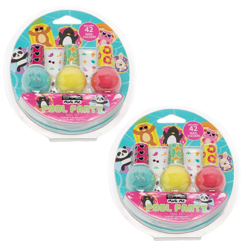 6pc BYS Mini Me Kids Nail Polish & Sticker Kit Pool Party