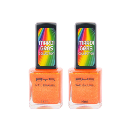 2PK BYS 14ml Nail Polish Mardi Gras Fabulous Fiesta Orange