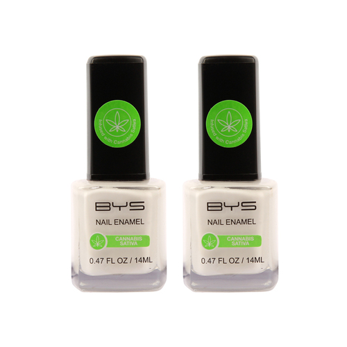 2PK BYS 14ml Nail Polish W/Cannabis Sativa Oil White
