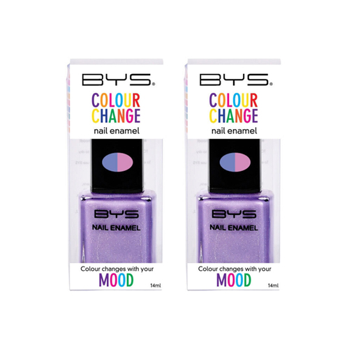 2PK BYS 14ml Nail Polish Colour Change Glitter Purple