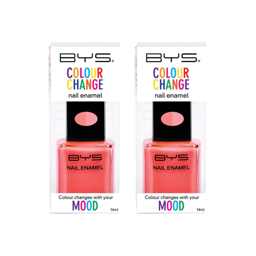 2PK BYS 14ml Nail Polish Colour Change Salmon Pink