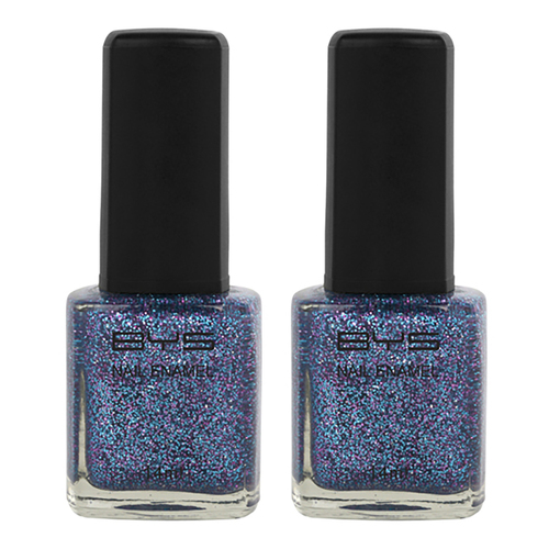 2PK BYS 14ml Nail Polish Diamond Glitter Opal Blue