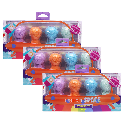 3x 4pc I Need Some Space Alien Bath Fizzers Kids/Childrens Bath Bombs 35g 3+