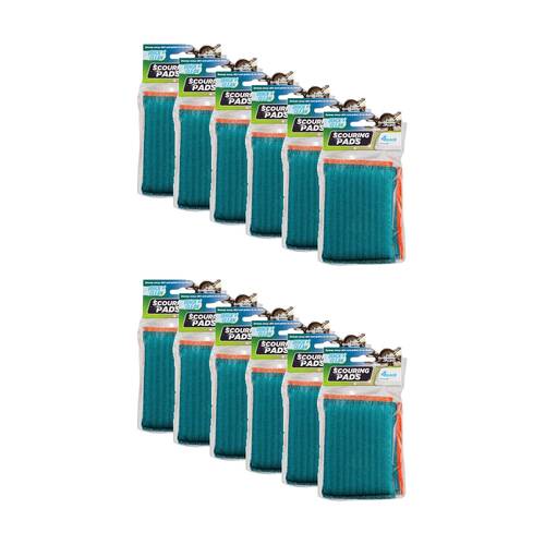 12x 4PK Quick N Clean Scouring Pads Cleaning Tool Stains 13x9cm Blue/Orange