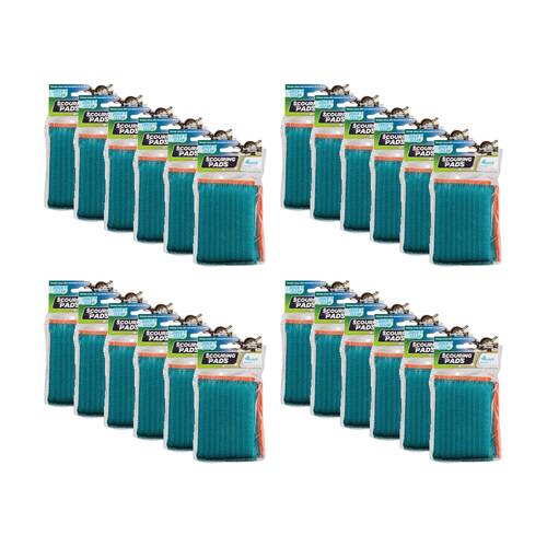 24x 4PK Quick N Clean Scouring Pads Cleaning Tool Stains 13x9cm Blue/Orange