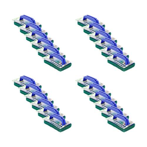 24PK Quick N Clean Scouring Cleaning Pad Brush Tool w/Handle 17x9cm Assorted