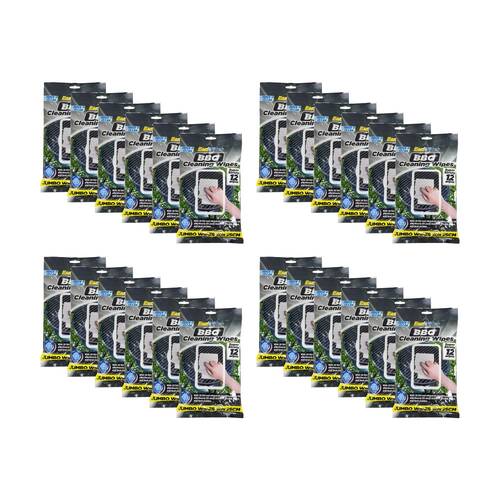 24x 12PK EaziWipes BBQ Cleaning Jumbo Wipes w/3D Dot Technology 30x25cm