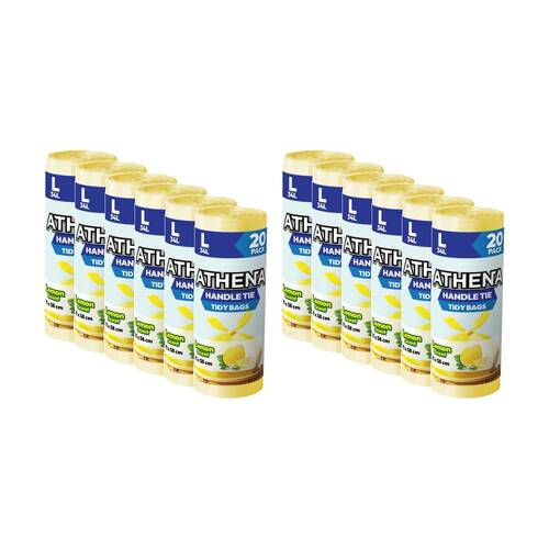 12x 20PK Athena Scented Garbage Tidy Bags w/ Handle Tie 34L 71x58cm Assorted