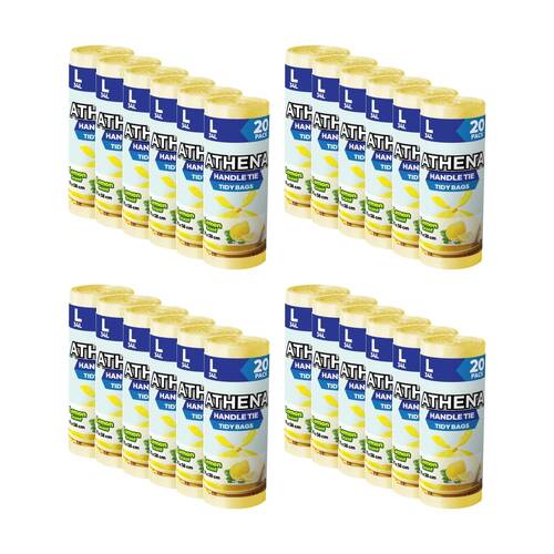 24x 20PK Athena Scented Garbage Tidy Bags w/ Handle Tie 34L 71x58cm Assorted