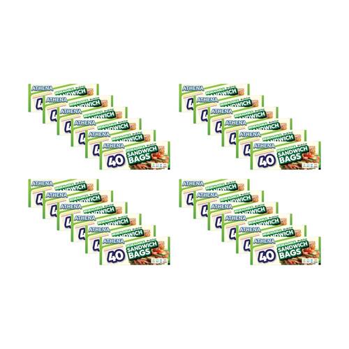 24x 40PK Athena Resealable Snap Lock Food Storage Sandwich Bags 18x16.5cm
