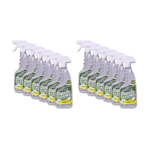 12PK Dazzle Deep Clean Surface Cleaning Spray Bottle Vinegar 500ml