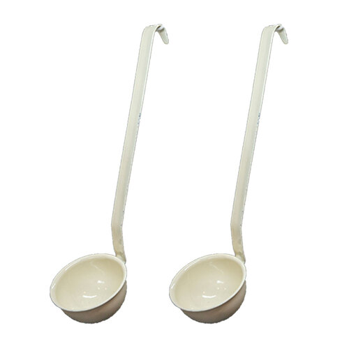 2x Urban Style Carbon Steel Enamelware Soup/Goulash Ladle - White
