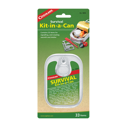 33pc Coghlans Emergency Survival Kit In A Can Matches/Blade/Whistle