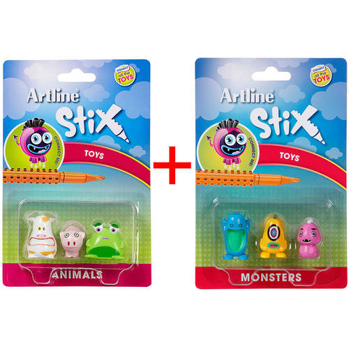 Artline Stix 3PK Monsters + 3PK Animals Toys for Stix Drawing Pen