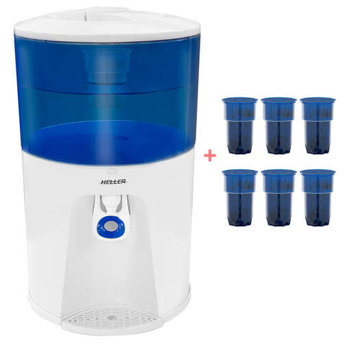 Heller 8.5L Bench Top Water Filter Cooler + 6 Filter Replacements