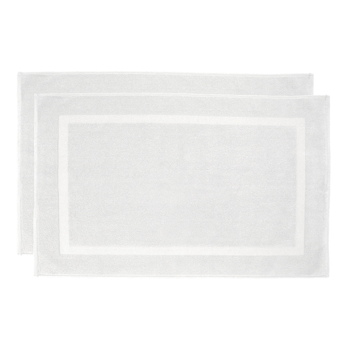 2pc Bambury Ultra soft Chateau Bath Mat 50x75cm White Cotton Woven