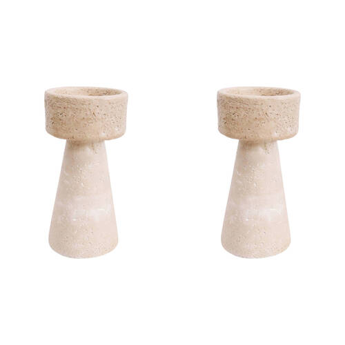 2PK LVD Cement Candle Holder Home/Lounge Decor 20cm Sardinia