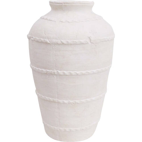 LVD Cement Urn Vase Home/Room Decor 35.5cm White Parga