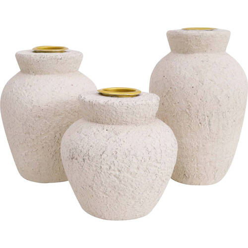 3pc LVD Cement Candle Holders Set Home/Lounge Decor Urn