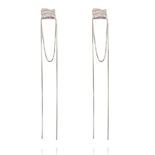 Culturesse Murphy 122mm Sculpture Wrap Tassel Earrings - Silver