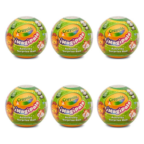 6PK Crayola Imagipals Activity Surprise Ball Animals Kids Asstd 3y+