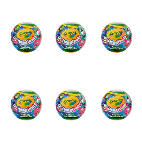 6PK Crayola Imagipals Activity Surprise Ball Monsters Kids Asstd 3y+