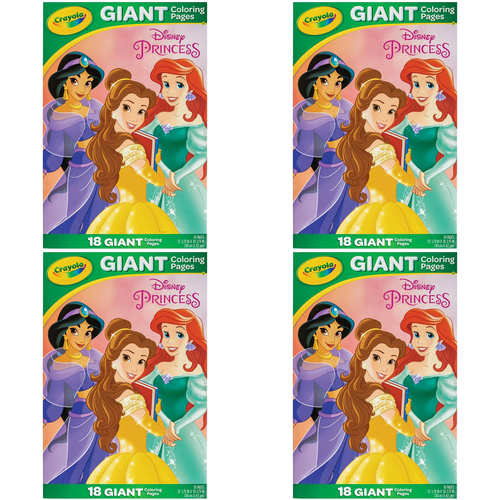 4PK Crayola Giant 18pg Disney Princess Colouring Pages Foldalope 3y+
