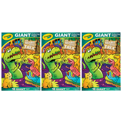 3PK Crayola Creative Giant Colouring Page Foldalope T-Rex The Trouble with T-Rex