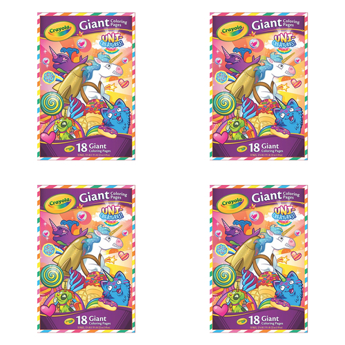 4PK Crayola Giant 18pg Colouring Pages Foldalope Uni Creatures 3y+
