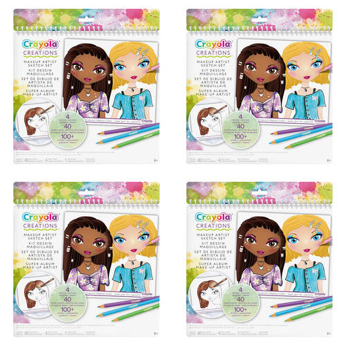 4PK Crayola Creations Makeup Artist Sketch DIY Craft Kit Set Kids 8y+