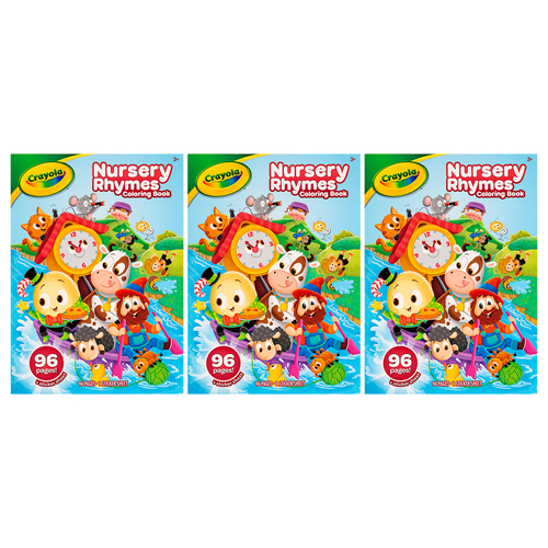 3PK Crayola Kids/Childrens Creative 96 Page Nursery Rhymes Colouring Book w/ Stickers 36m+