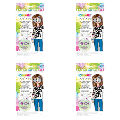 4x 300pc Crayola Creations Sticker by Number Fashion Set Kids 8y+