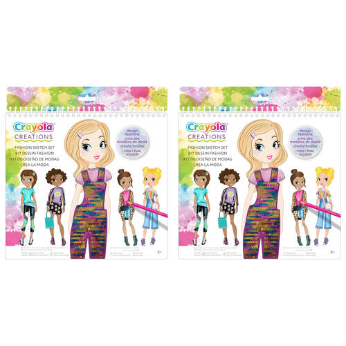 2PK Crayola Creations Fashion Sketch Set DIY Craft Kit Kids 8y+