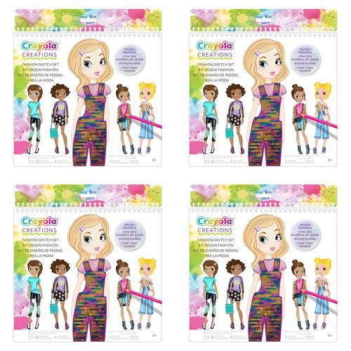 4PK Crayola Creations Fashion Sketch Set DIY Craft Kit Kids 8y+