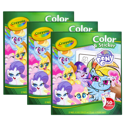 3PK Crayola Kids/Childrens Creative Colour And Sticker My Little Pony 36m+