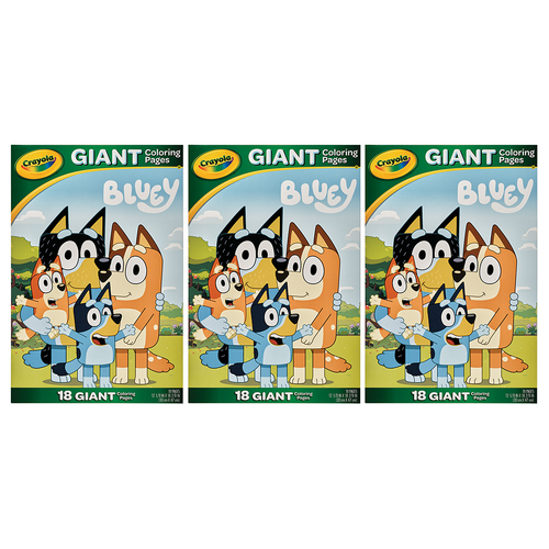 3PK Crayola Kids/Childrens Creative Giant Colouring Page Foldalope Bluey 36m+