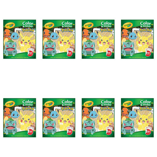 8PK Crayola Colour & Sticker Activity Book Pokemon Kids 3y+