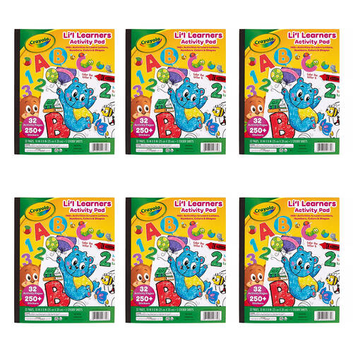 6PK Crayola Lil Learners Activity Pad 32-Pages Book Kids 3y+