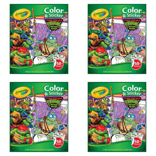 4PK Crayola Colour & Sticker Activity Book TMNT Kids 3y+