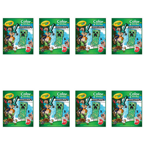 8PK Crayola Colour & Sticker Activity Book Minecraft Kids 3y+