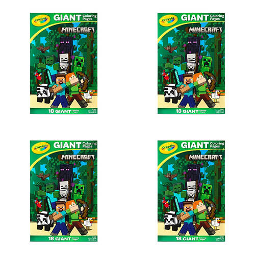 4PK Crayola Minecraft Giant Colouring Pages 30x47cm Kids 3y+