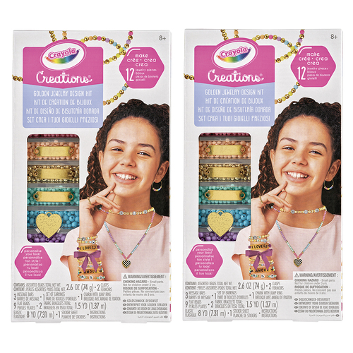 2PK Crayola Kids/Childrens Creations Golden Jewelry Design Kit 96m+