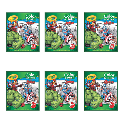 6PK Crayola 32pg Colour & Sticker Disney Marvel Avengers Kids Drawing Book 3y+