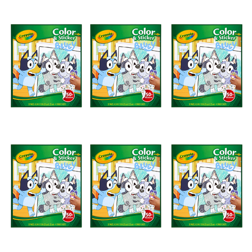 6PK 32pg Crayola Bluey Colour & Sticker Book Kids 3y+