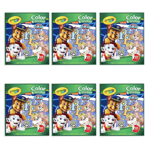 6PK 32pg Crayola Paw Patrol Colour & Sticker Book Kids 3y+