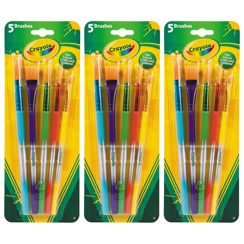 3x5pc Crayola Kids/Childrens Creative Art & Craft Paint/Painting Brushes 3y+