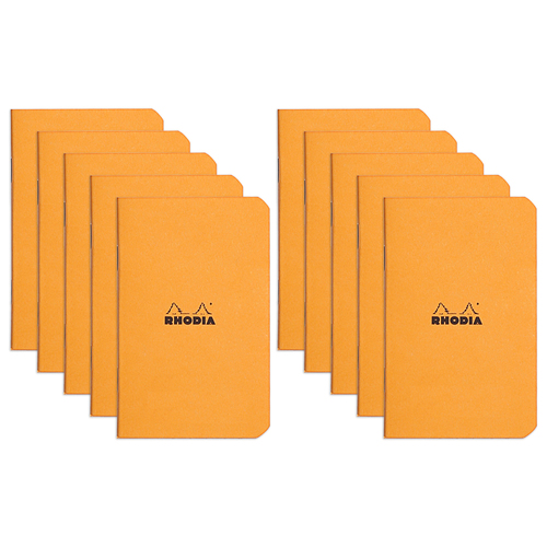10PK Rhodia A7 Cahier Notebook Office Stationery 5x5 Grid - Orange