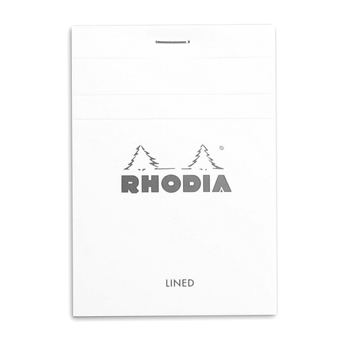 Rhodia No.12 Top Stapled Pocket Notepad Ruled - White